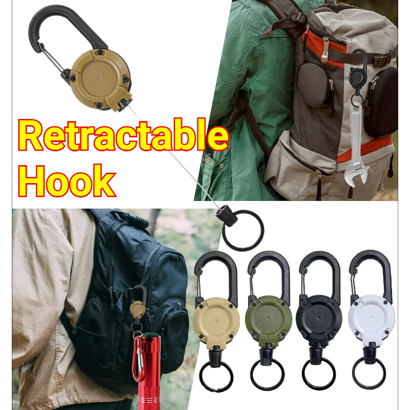 Reel Bag - 1/2/4pcs Extendable Retractable Holders Keychain Badge