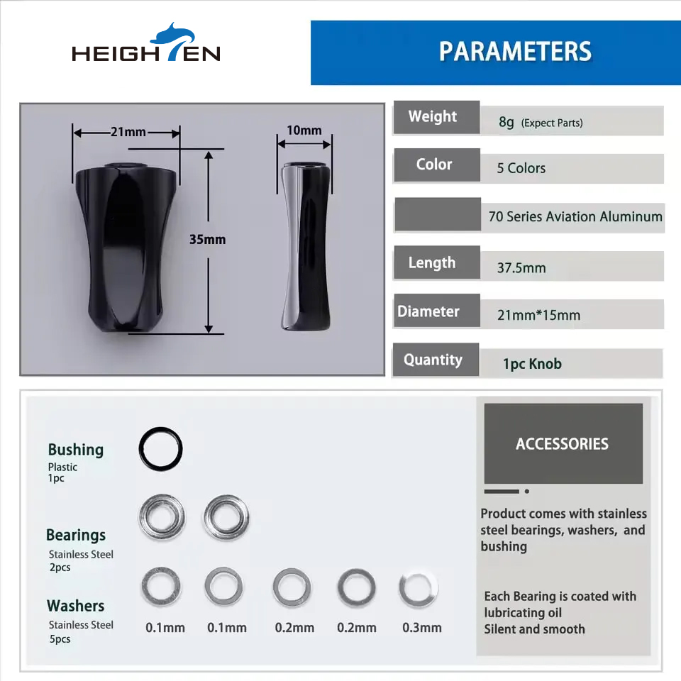 HEIGHTEN 21mm Reel Handle Alum - Reel Drag Knob recension och pris